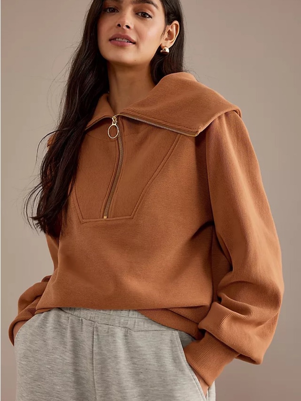 Varley Ottoman Ribbed Half-Zip Pullover size XS